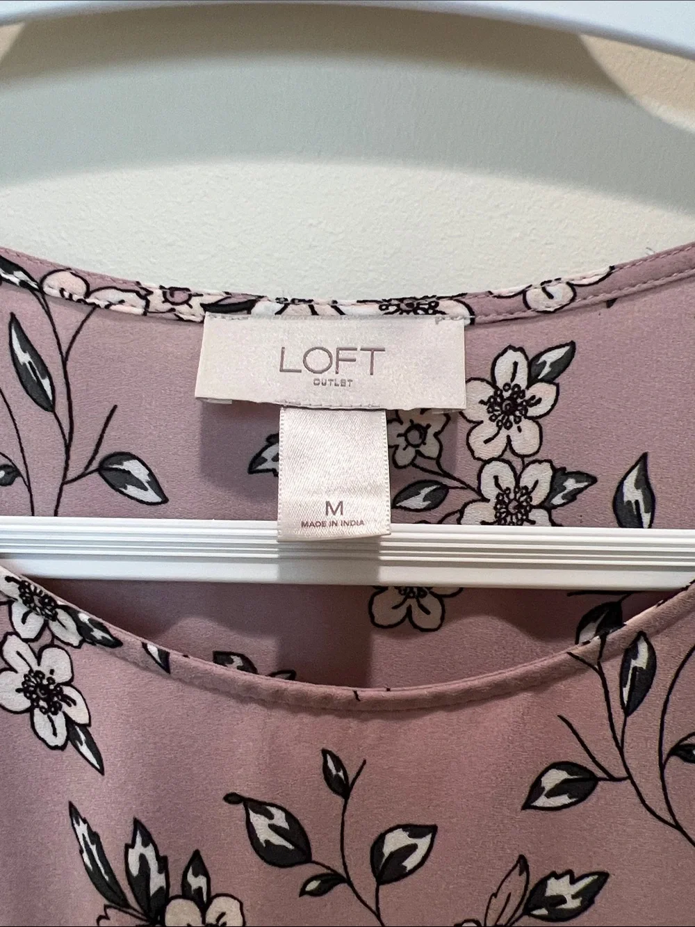 LOFT Dusty Mauve Floral Peasant Blouse